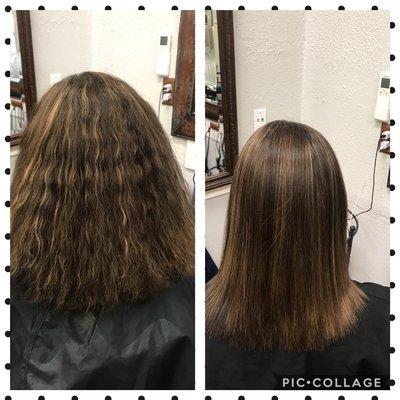 Japanese Thermal Straightener;                                         Before and After