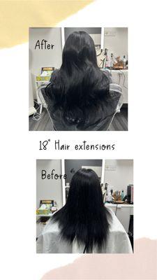 18" black hair extensions by Julia