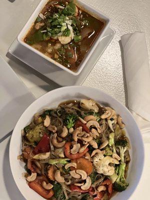 Tom Yum Soup and Spicy Noodles ( Pad Kee Mow)