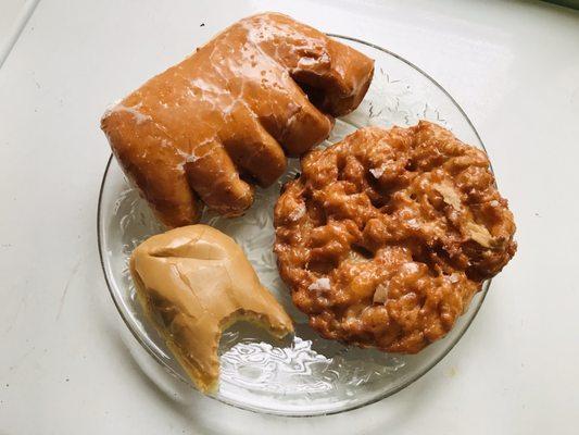 Maple bar, bear-claw & Apple fritter