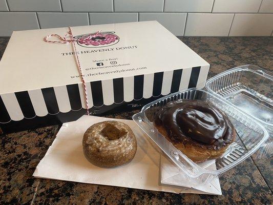 Chocolate Cinnamon Roll and blueberry donut