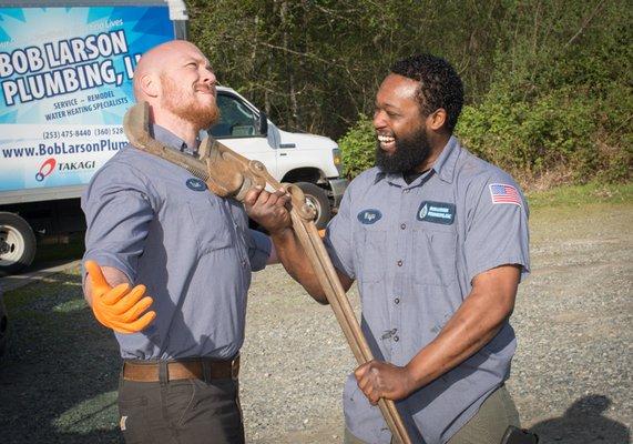 April 2018- Wayne showing Robert how to use "The Big Wrench".