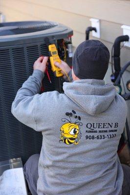 Our technician Bart doing an HVAC tune up