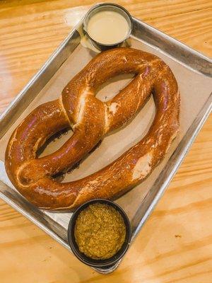 Pretzel with mustard and beer cheese (order an extra beer cheese if your family is anything like mine!)