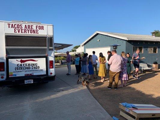 Taco truck set up to serve