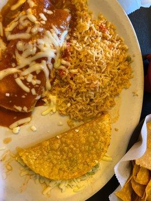 Enchilada taco & rice