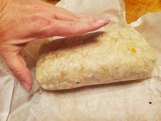 My hand never looked so dainty!  This is the Carne Asada Burrito