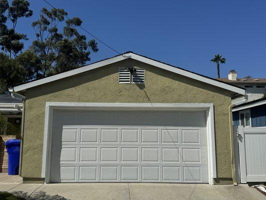 New garage fascia installed and repaired and repainted wood trim.