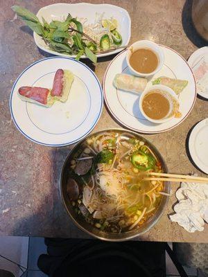 Pho and spring rolls