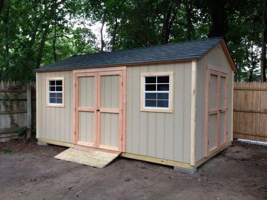 10x16 Two Double Doors Pine Trim