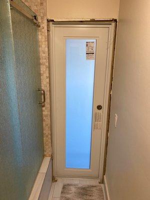 Unusable door in cabana bathroom