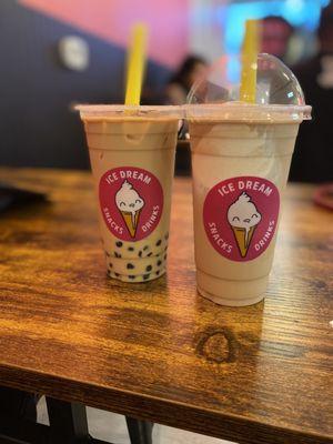 Boba Brown Sugar Milk Tea Signature Hong Kong Lemon Tea with Horchata ice cream