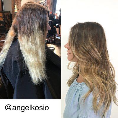 Before and after . Color by @angelkosio at #salonsessions studio Pasadena Ca