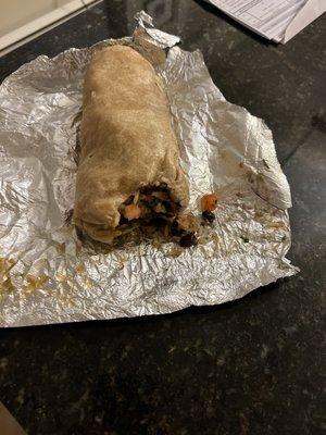 Opened my burrito and it had a bite taken out of it....