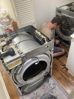 Stackable washer and dryer repair