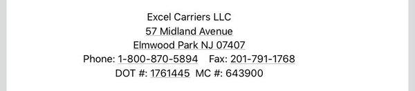 Excel Carriers LLC Address