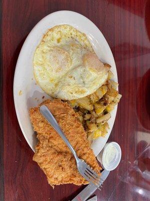 Chicken fried chicken and eggs