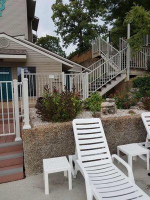 Stairs down to the pool.