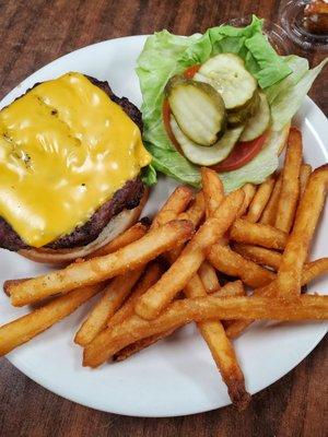 Cheeseburger and fries