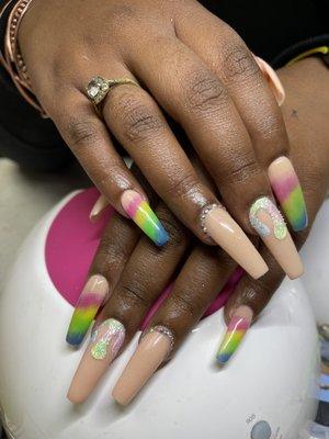 Design Diamond nail Rainbow