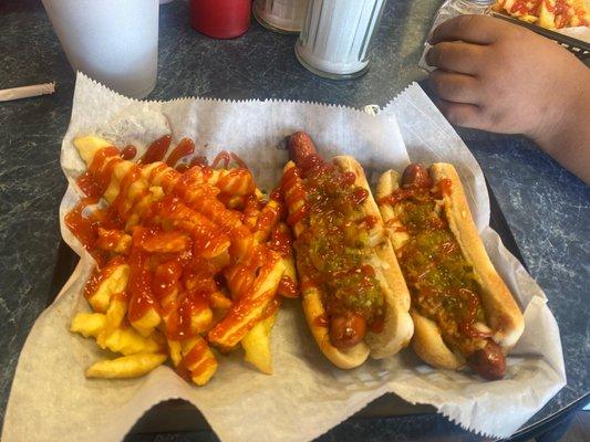 2 Pieces Hotdogs with Medium Drink and Fries