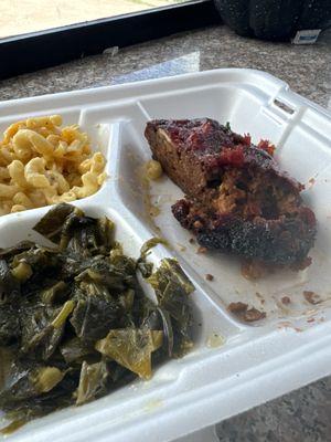 Bert meatloaf, greens, and macaroni and cheese Meatloaf (Tuesday Only) Meatloaf (Tuesday Only)