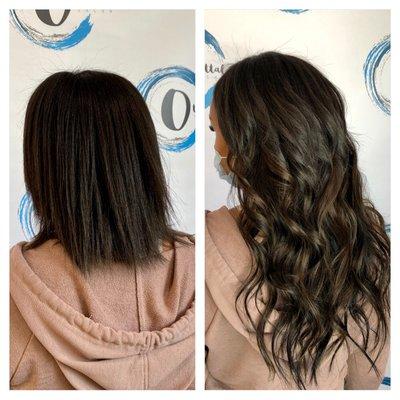 Before and after hair extensions