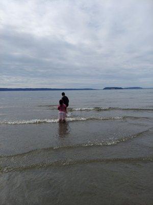 They couldn't resist taking a dip...don't even think about what's in our waters *cringe*. Don't swallow the water!