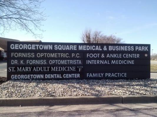 Large sign next to entrance off Georgetown Road.