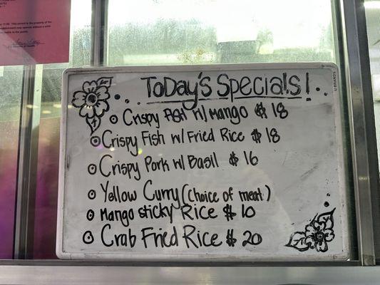 Specials in the window