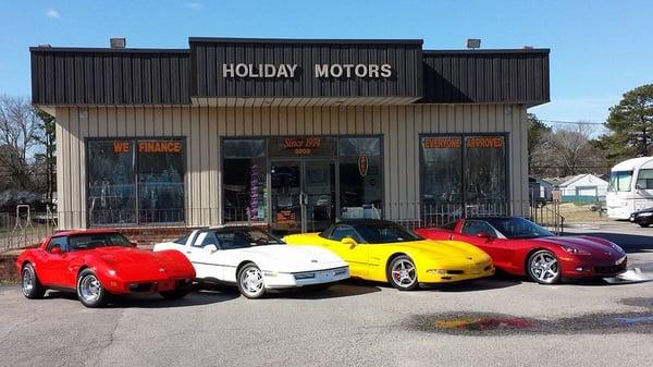 Corvettes are always in stock.  Sometimes we have 4 differnet generations!