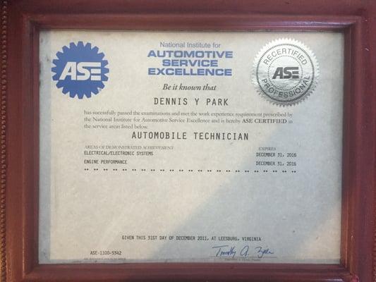 ASE Certified to ensure professional work and quality Smog Check service