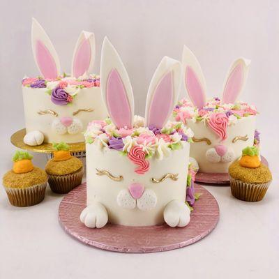 Easter bunny dessert cakes and carrot cupcakes