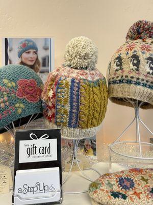 Hand Knit French Knot Hats & A STEP UP gift cards make holiday shopping easy