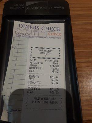 The total cost of our all you can eat buffet!