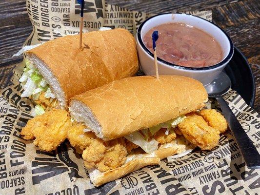 Shrimp Poboy with Red Beans and rice