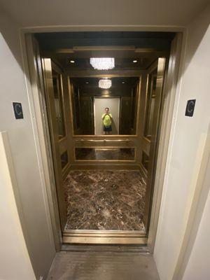 Stunning Gold Unknown (Fujitec?) elevators, The Michelangelo NYC