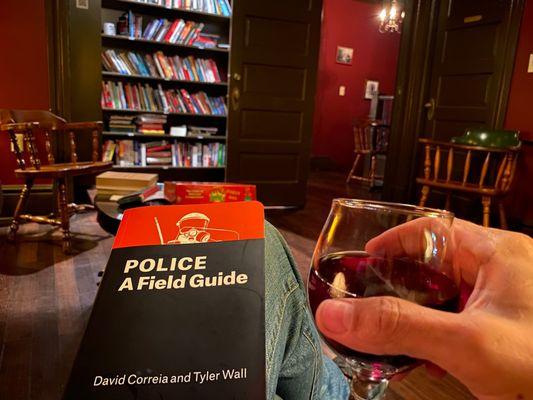 A good cider and a good book in the upstairs library