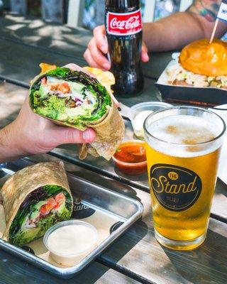 Vegan Falafel Wrap + Stand Draft Beer