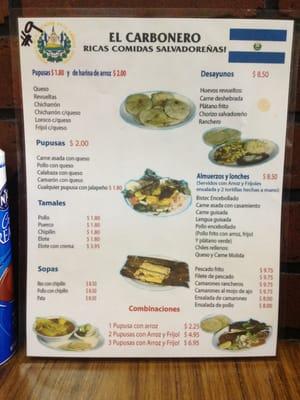 Front of menu