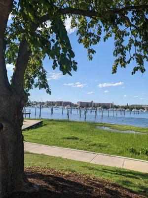 View from the hotel of the riverfront and historic downtown