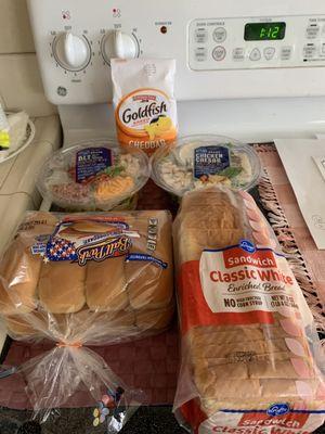 Ball Park Hotdog Buns. Sale: $2.29.  Keofwe Classic White Sandwich Bread. Sale: $1.79. Salads Sale: 3 for $8.00.Goldfish Crackers.