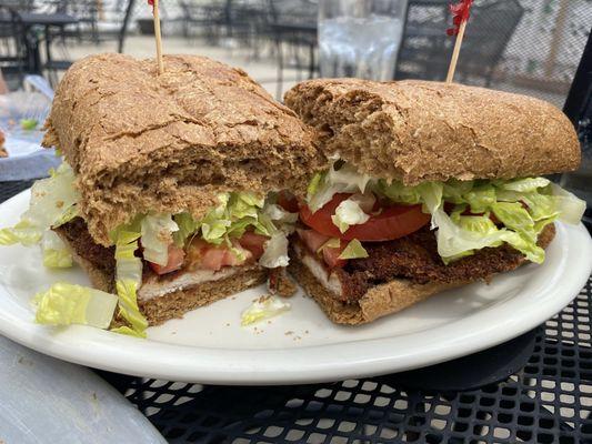 Pork schnitzel sandwich