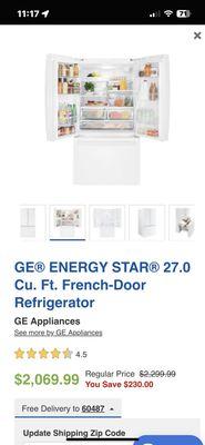 This is the biggest GE that I could get my refrigerator just went out couldn't wait, but this stuff is usually on back order.