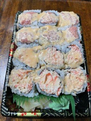 Spicy Tuna Rolls and Spicy Crab Rolls