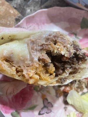 up close on the delicious burrito