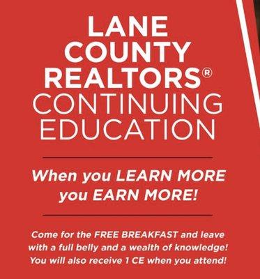 ** OPEN TO ALL LANE COUNTY REALTORS - FREE EVENT ** https://www.facebook.com/events/652544295128881/