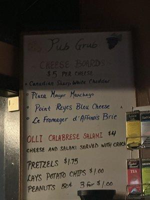 Pub grub menu