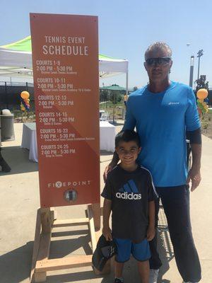 Caiden Streff (7) with Chris Lewis at the Orange County Great Park Grand Opening.