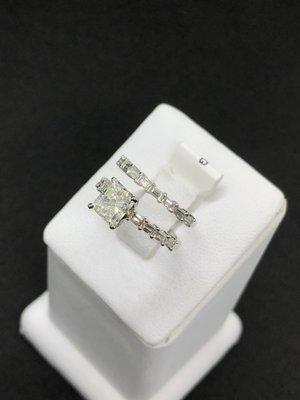 Diamond engagement and band wedding set